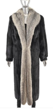 Load image into Gallery viewer, Black Mink Coat With Silver Fox Tuxedo