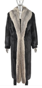 Black Mink Coat With Silver Fox Tuxedo