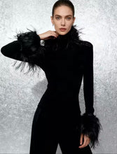 Load image into Gallery viewer, Feather trim high neck top