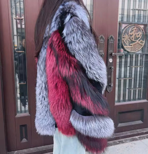 Fox Fur Coat WIth Claret Colouring