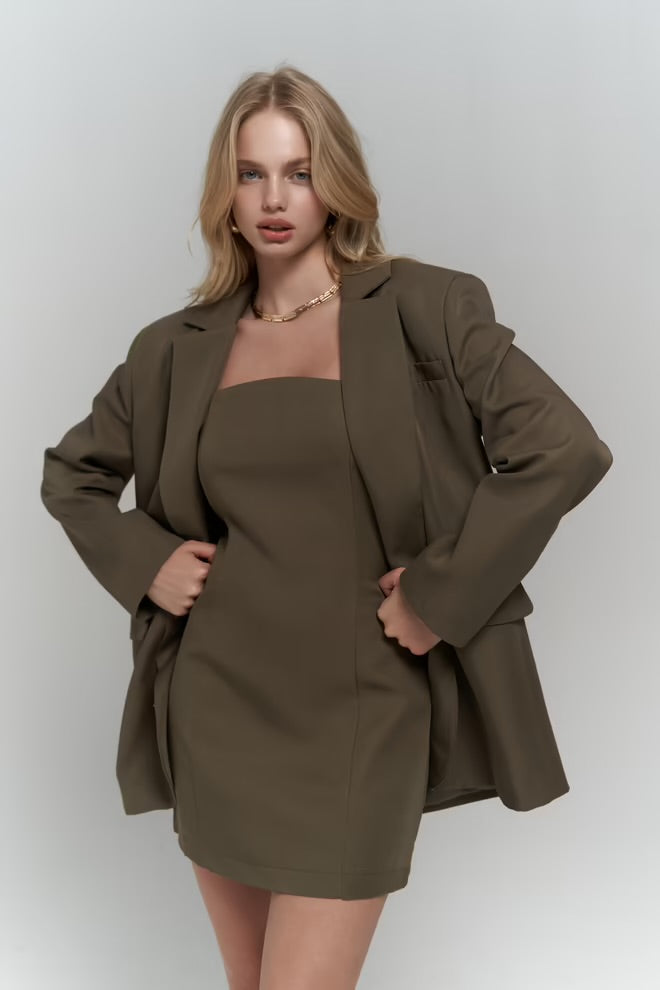 Power Suit Olive - Pearl Boutique