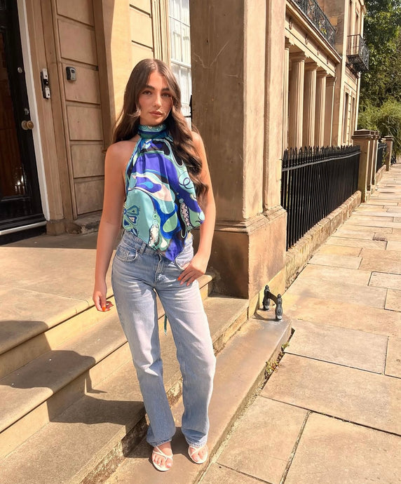 So Pucci Scarf Top Blue - Pearl Boutique