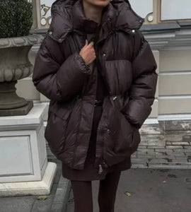 Brown Puffer Coat - Pearl Boutique