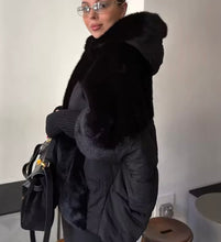 Load image into Gallery viewer, Luxe Puff-Fur Hooded Coat