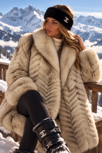 Load image into Gallery viewer, Vintage Fox Fur Chevron Coat