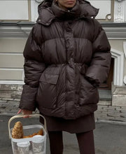 Load image into Gallery viewer, Brown Puffer Coat - Pearl Boutique