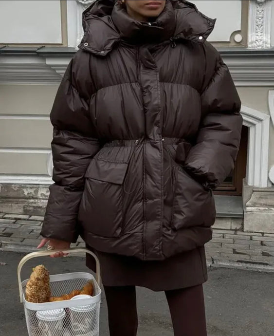 Brown Puffer Coat - Pearl Boutique