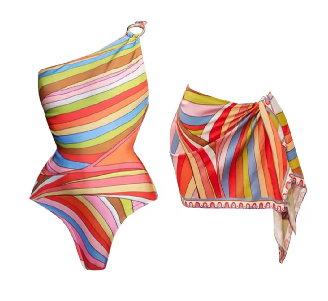 So Pucci Swimming Costume Set Orange Print - Pearl Boutique