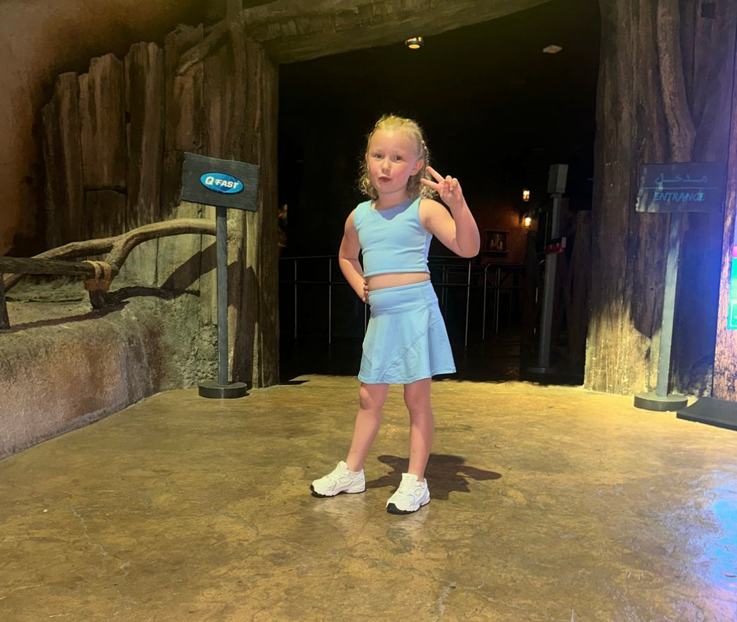 Girls Blue Tenis Skirt And Top Set - Pearl Boutique