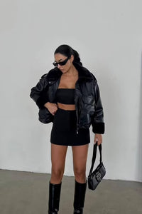 Black Bomber Jacket - Pearl Boutique