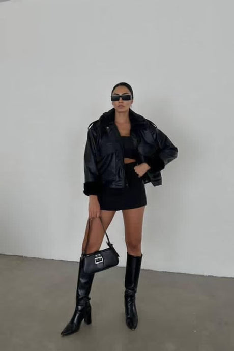 Black Bomber Jacket - Pearl Boutique