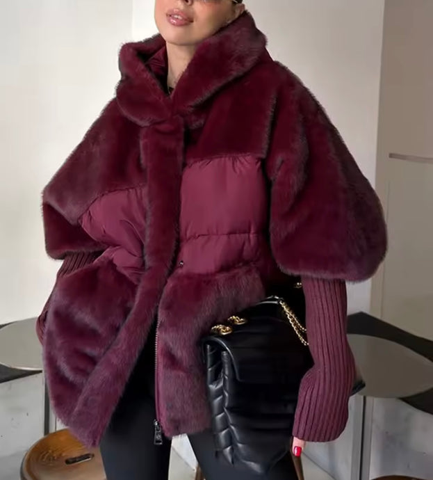 Luxe Puff-Fur Hooded Coat