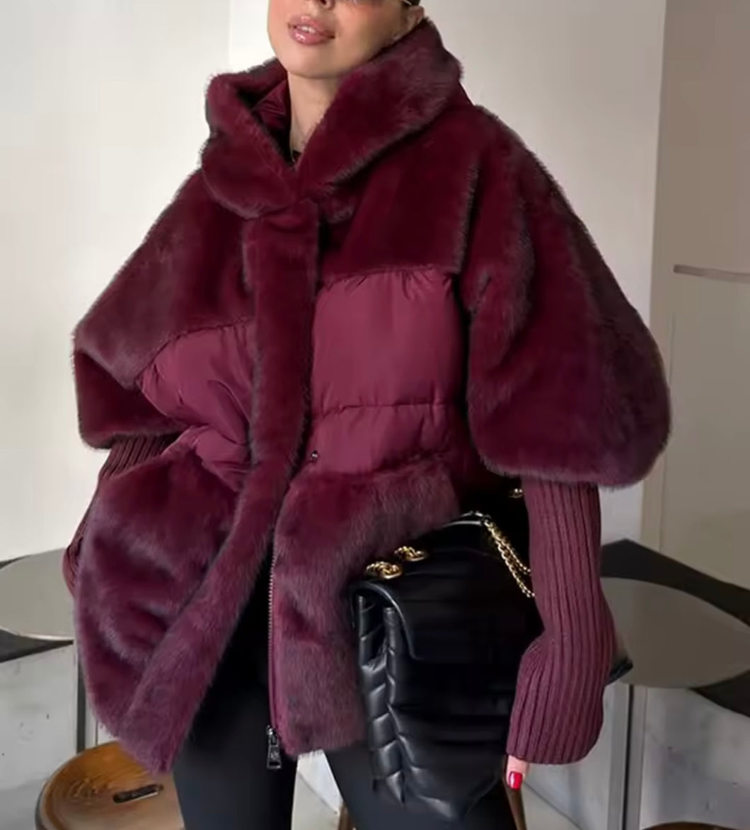 Luxe Puff-Fur Hooded Coat