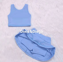 Load image into Gallery viewer, Girls Blue Tenis Skirt And Top Set - Pearl Boutique