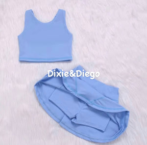 Girls Blue Tenis Skirt And Top Set - Pearl Boutique