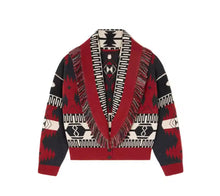 Load image into Gallery viewer, Boho Fringe Knit Cardy Red