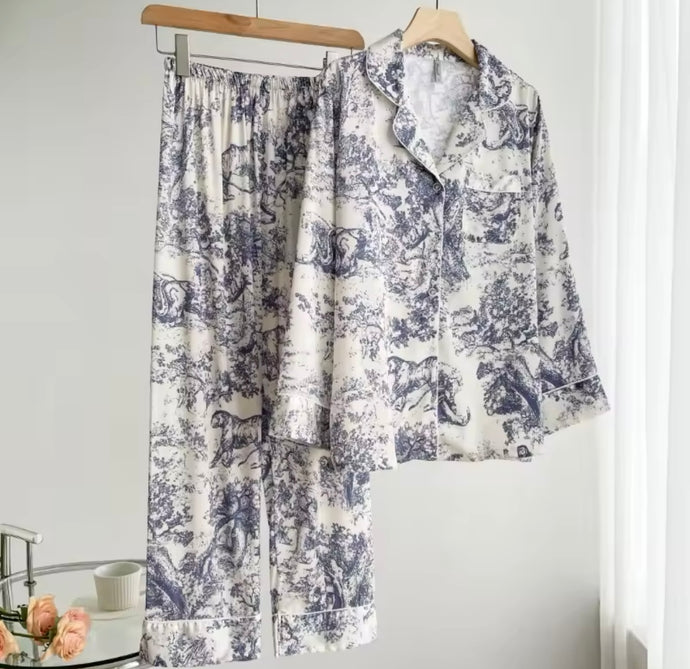 Blue Print Pyjamas Set