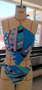 Premium So Pucci Swimming Costume And skirt Set Blue - Pearl Boutique
