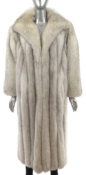 Blue Vintage Fox Fur Long Coat