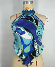 Load image into Gallery viewer, So Pucci Scarf Top Blue - Pearl Boutique