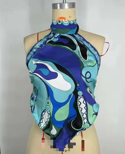 So Pucci Scarf Top Blue - Pearl Boutique