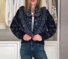 Load image into Gallery viewer, Boho Fringe Knit Cardy Navy