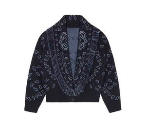 Boho Fringe Knit Cardy Navy