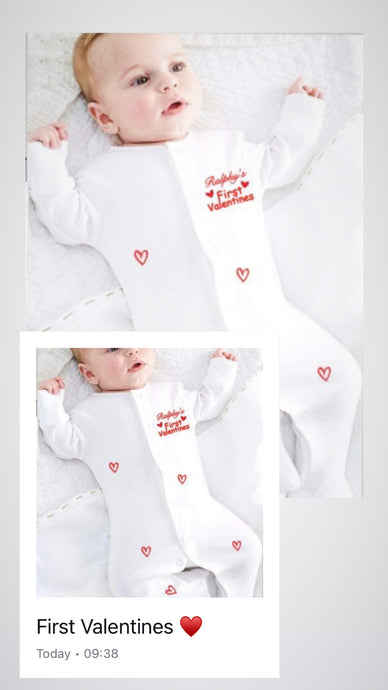 Personalised First Valentines Sleepsuit