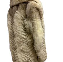Load image into Gallery viewer, Vintage Fox Fur Chevron Coat