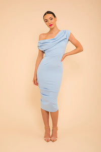 Janus Dress Pale Blue Crepe - Pearl Boutique